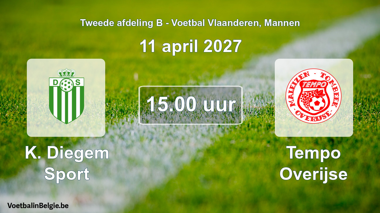 Geplande wedstrijd mannenvoetbal: K. Diegem Sport - Tempo Overijse (11 april 2027)