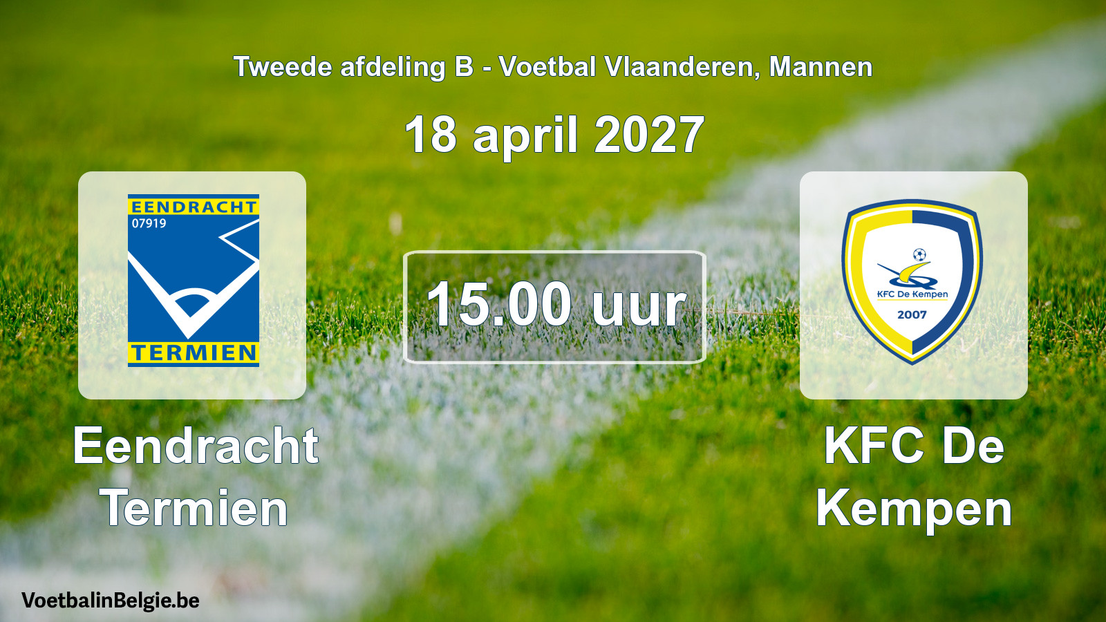Geplande wedstrijd mannenvoetbal: Eendracht Termien - KFC De Kempen (18 april 2027)