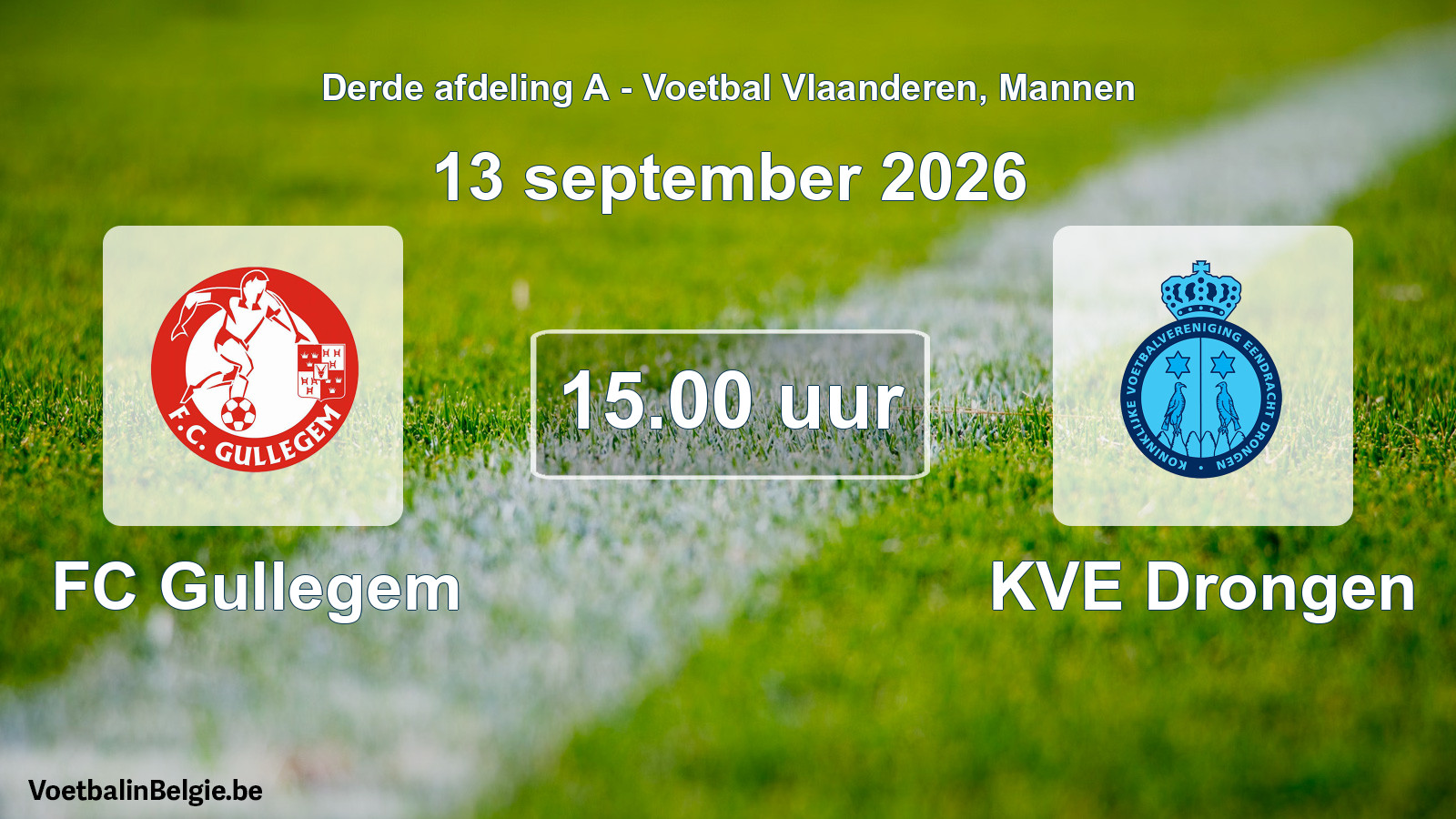 Geplande wedstrijd mannenvoetbal: FC Gullegem - KVE Drongen (13 september 2026)