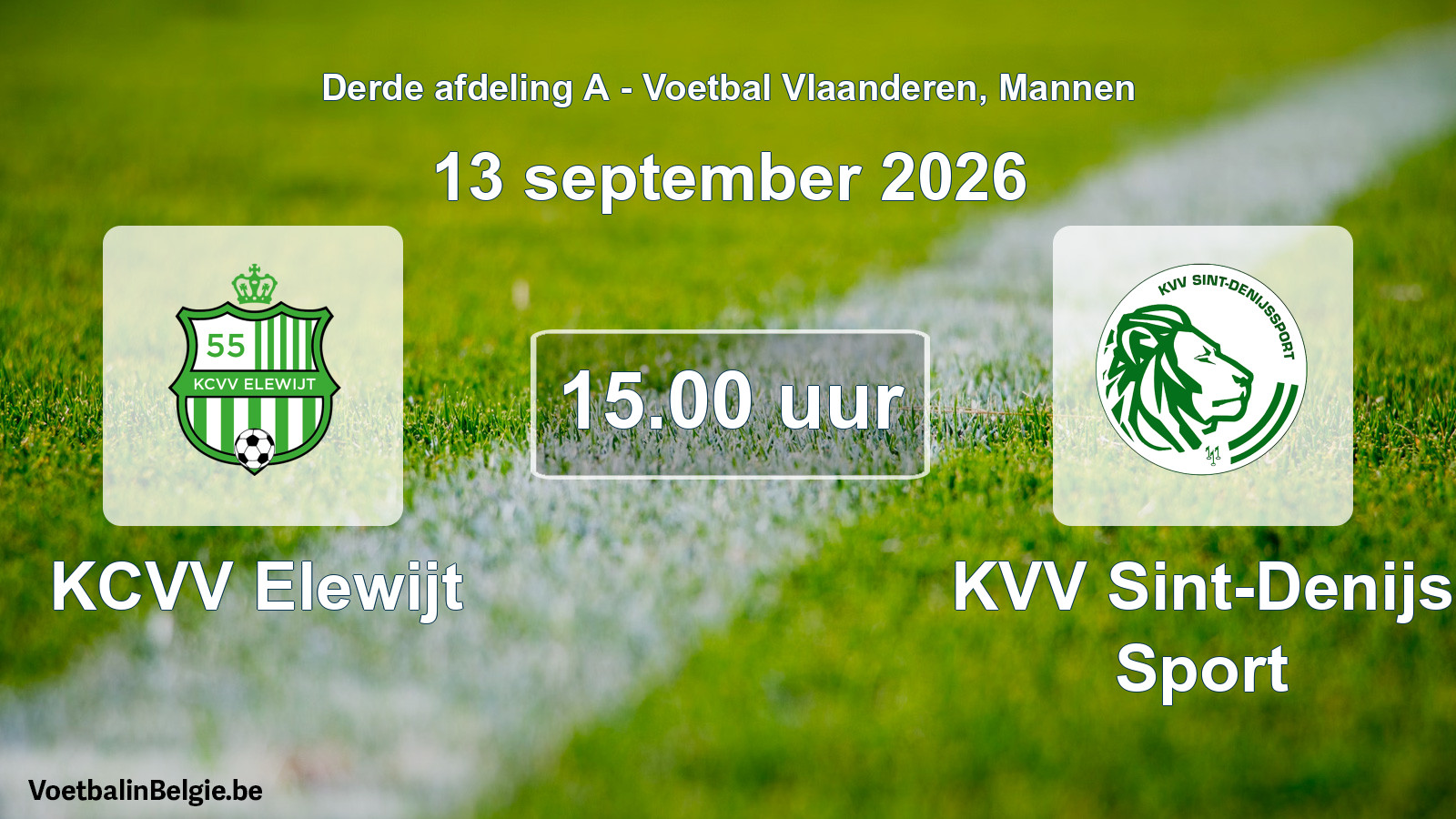 Geplande wedstrijd mannenvoetbal: KCVV Elewijt - KVV Sint-Denijs Sport (13 september 2026)
