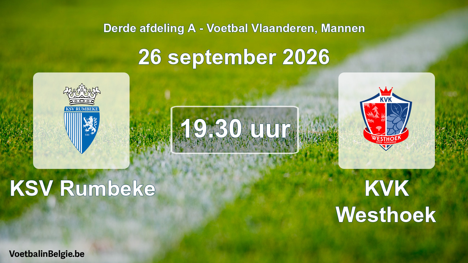 Geplande wedstrijd mannenvoetbal: KSV Rumbeke - KVK Westhoek (26 september 2026)