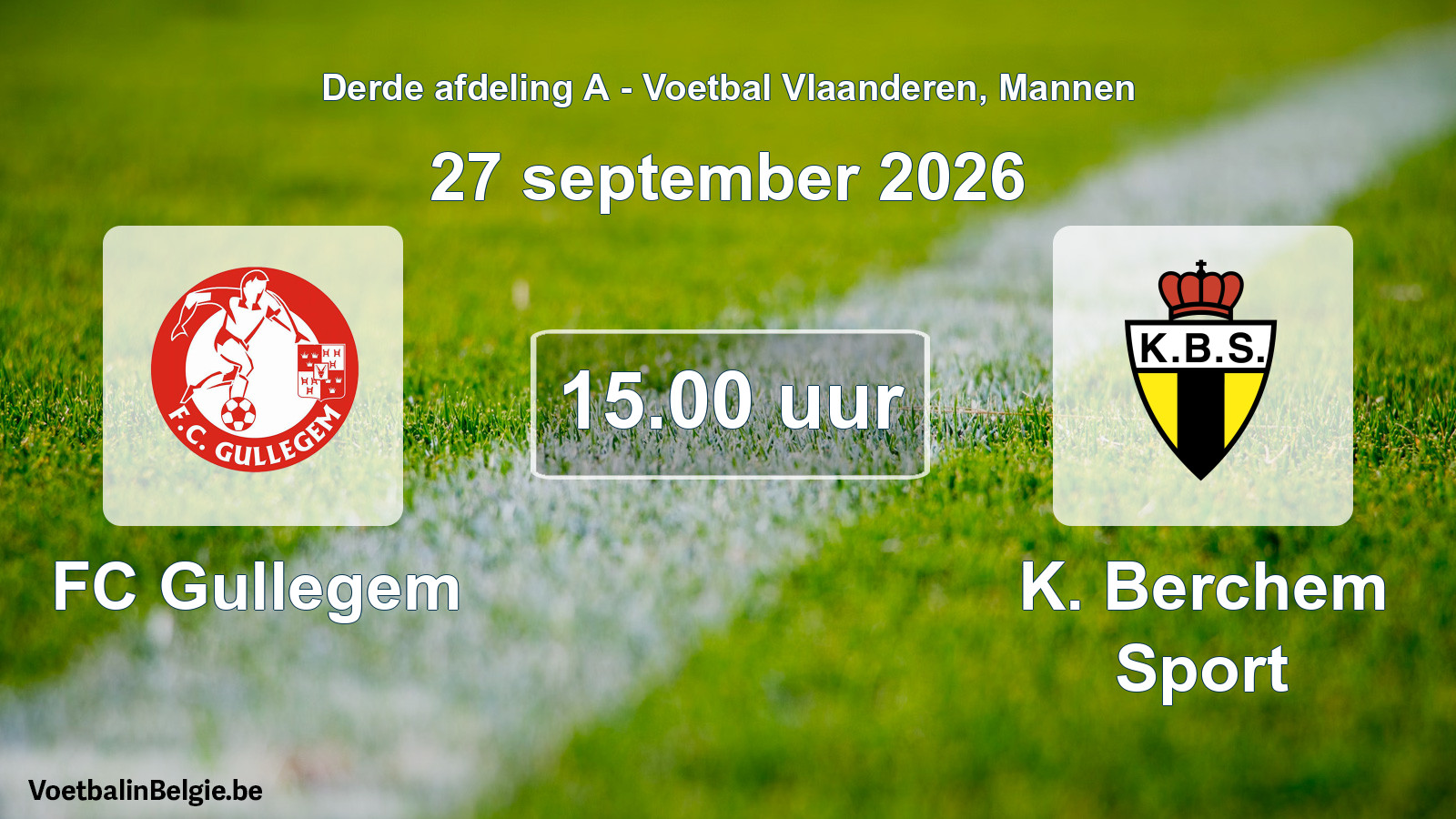 Geplande wedstrijd mannenvoetbal: FC Gullegem - K. Berchem Sport (27 september 2026)