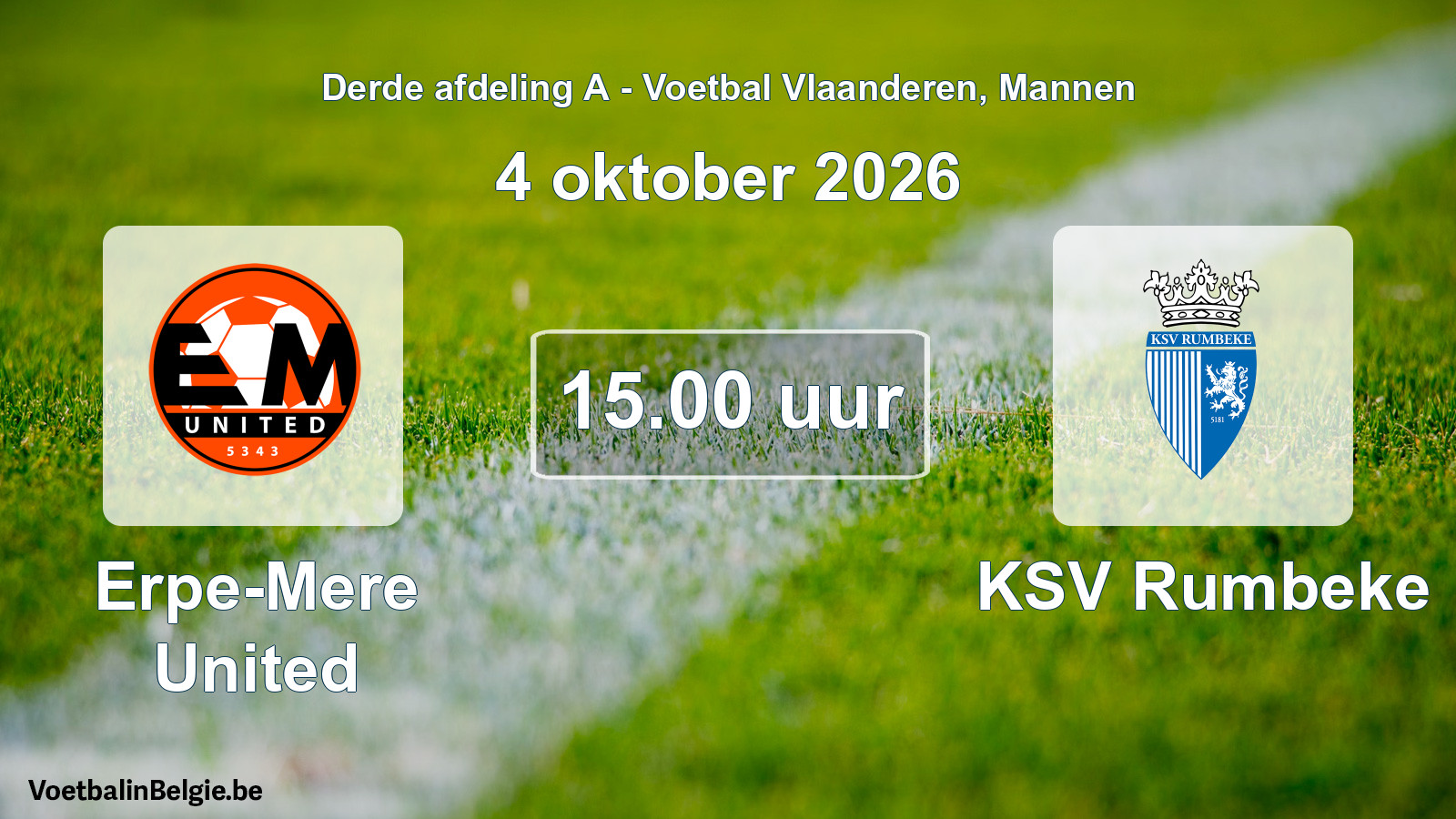 Scheduled match men football: Erpe-Mere United - KSV Rumbeke (4 October 2026)