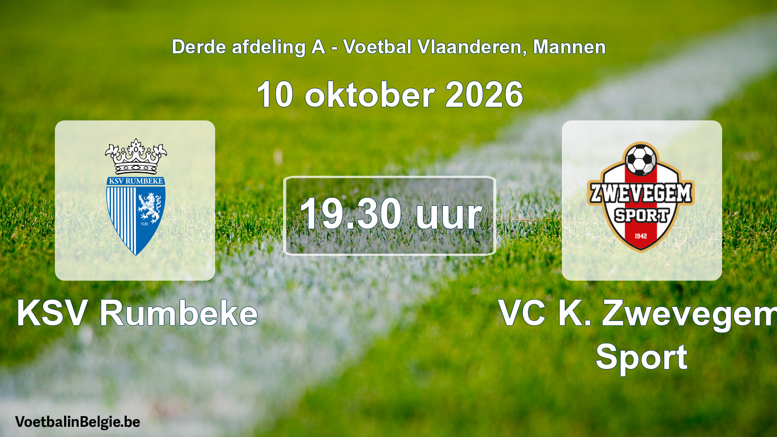 Geplande wedstrijd mannenvoetbal: KSV Rumbeke - VC K. Zwevegem Sport (10 oktober 2026)
