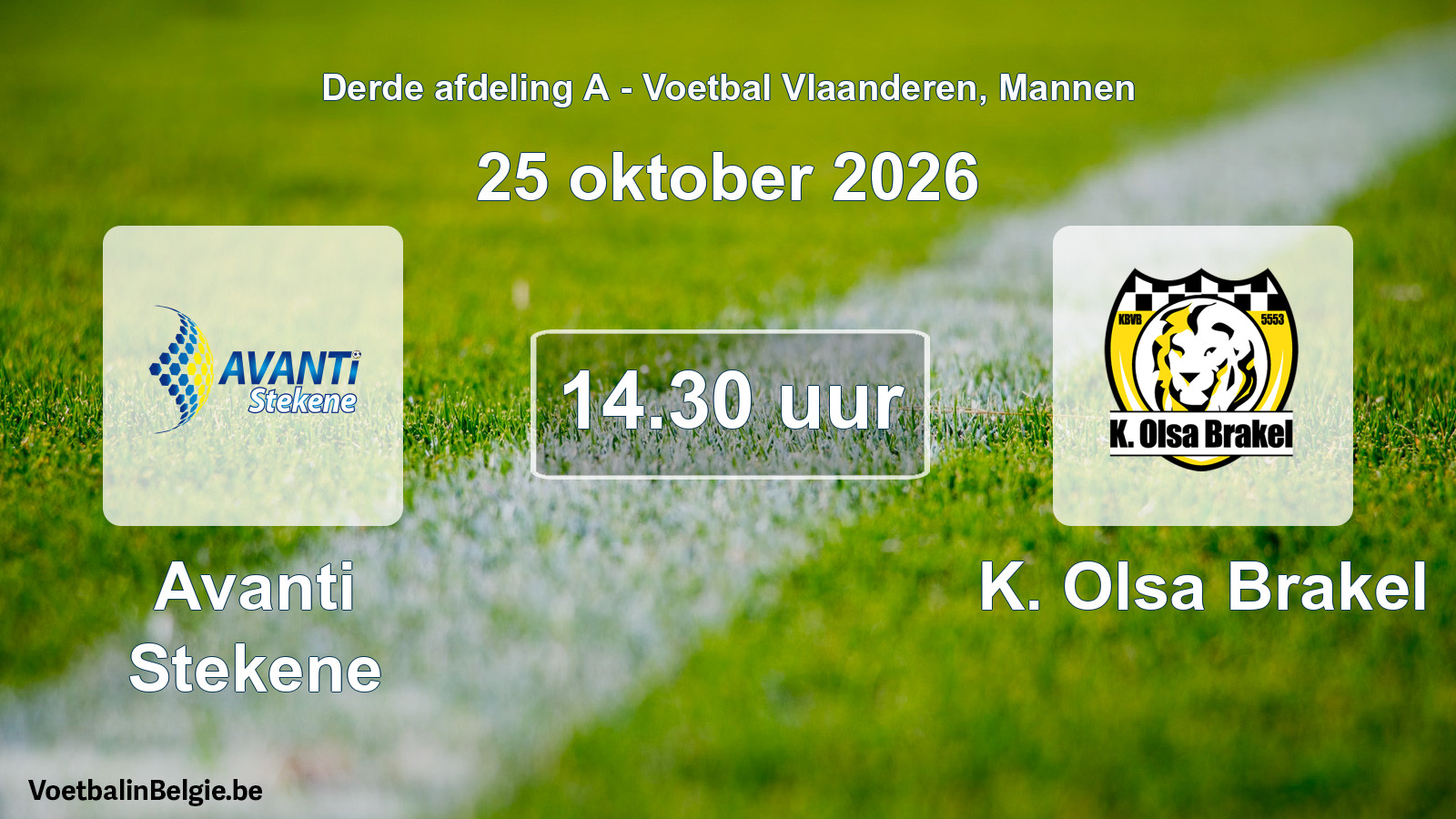 Geplande wedstrijd mannenvoetbal: Avanti Stekene - K. Olsa Brakel (25 oktober 2026)