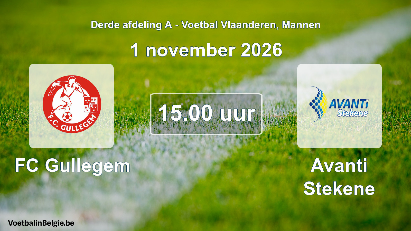Match prévu football hommes: FC Gullegem - Avanti Stekene (1 novembre 2026)