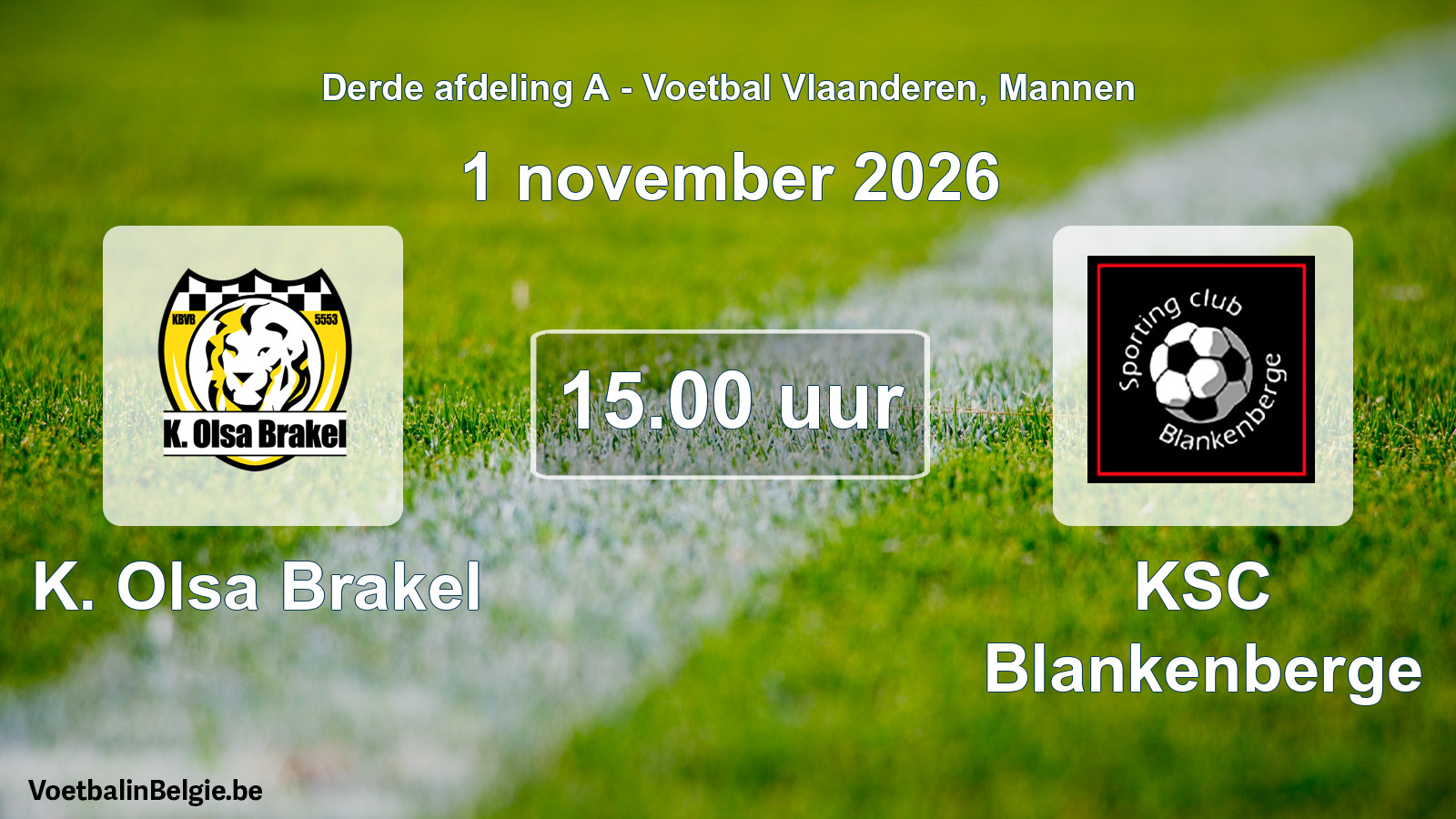 Geplande wedstrijd mannenvoetbal: K. Olsa Brakel - KSC Blankenberge (1 november 2026)