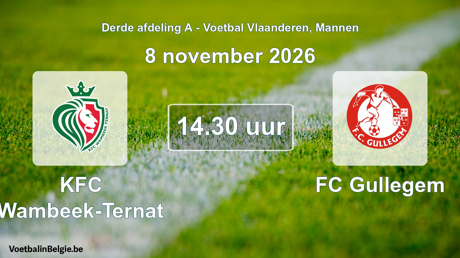 Geplande wedstrijd mannenvoetbal: KFC Wambeek-Ternat - FC Gullegem (8 november 2026)