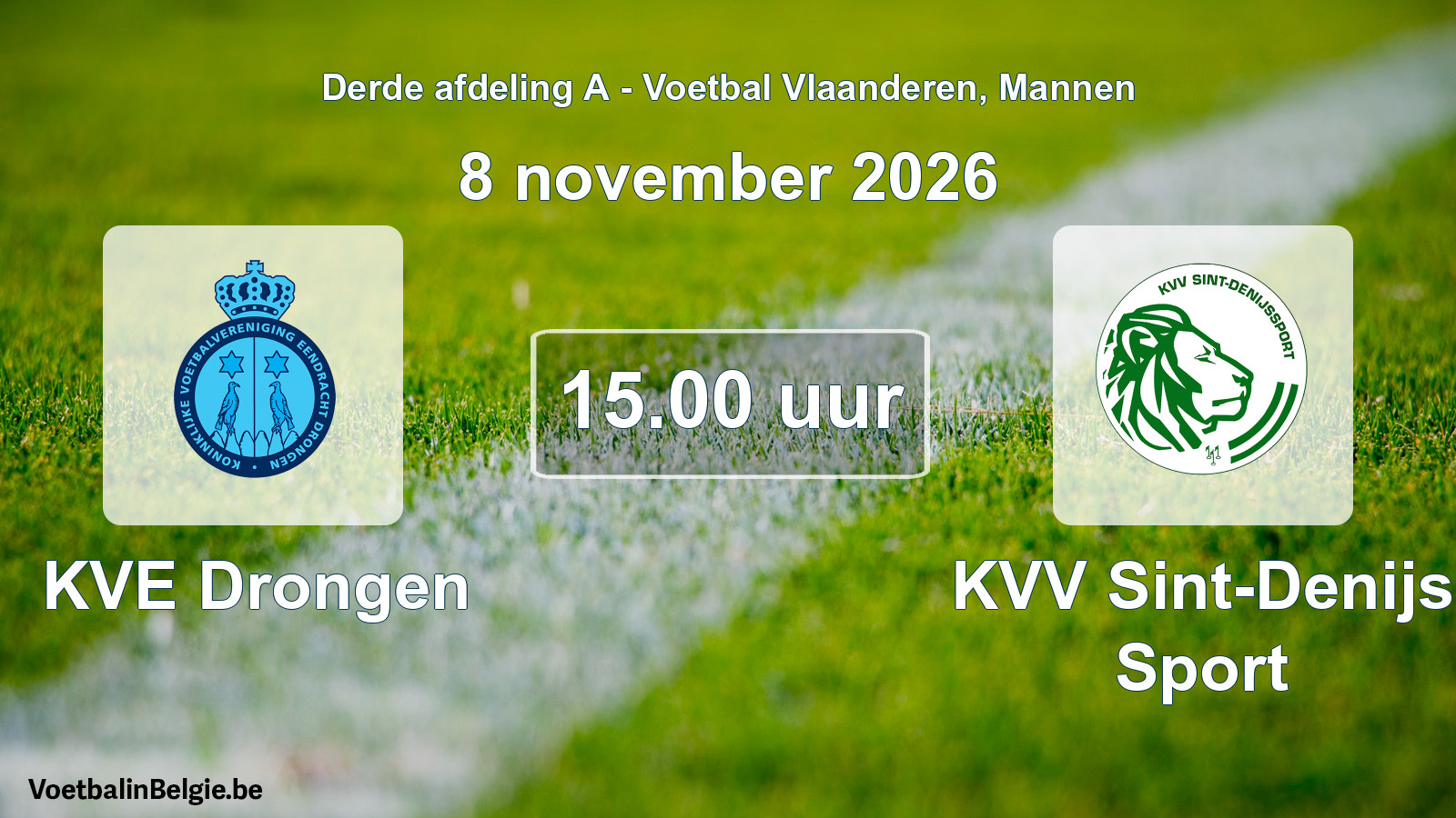 Geplande wedstrijd mannenvoetbal: KVE Drongen - KVV Sint-Denijs Sport (8 november 2026)