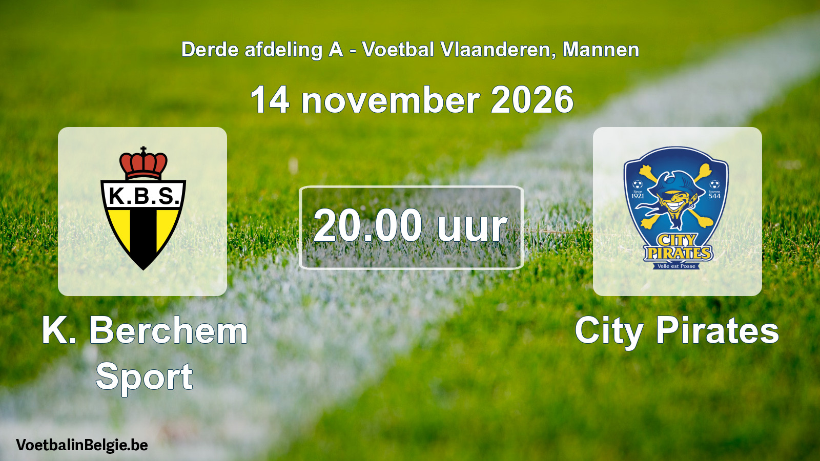 Geplande wedstrijd mannenvoetbal: K. Berchem Sport - City Pirates (14 november 2026)