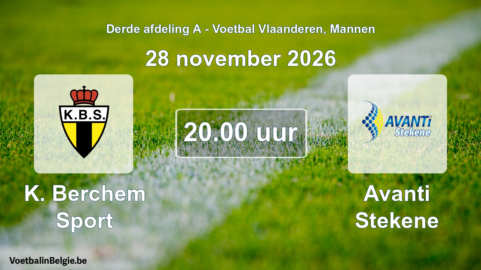 Geplande wedstrijd mannenvoetbal: K. Berchem Sport - Avanti Stekene (28 november 2026)