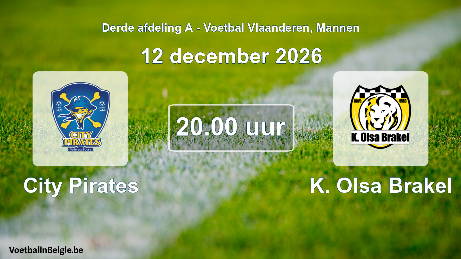 Geplande wedstrijd mannenvoetbal: City Pirates - K. Olsa Brakel (12 december 2026)