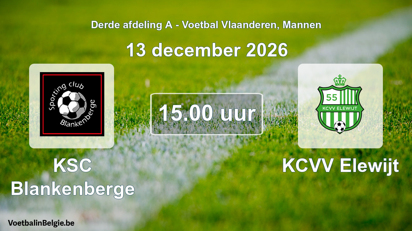 Geplande wedstrijd mannenvoetbal: KSC Blankenberge - KCVV Elewijt (13 december 2026)