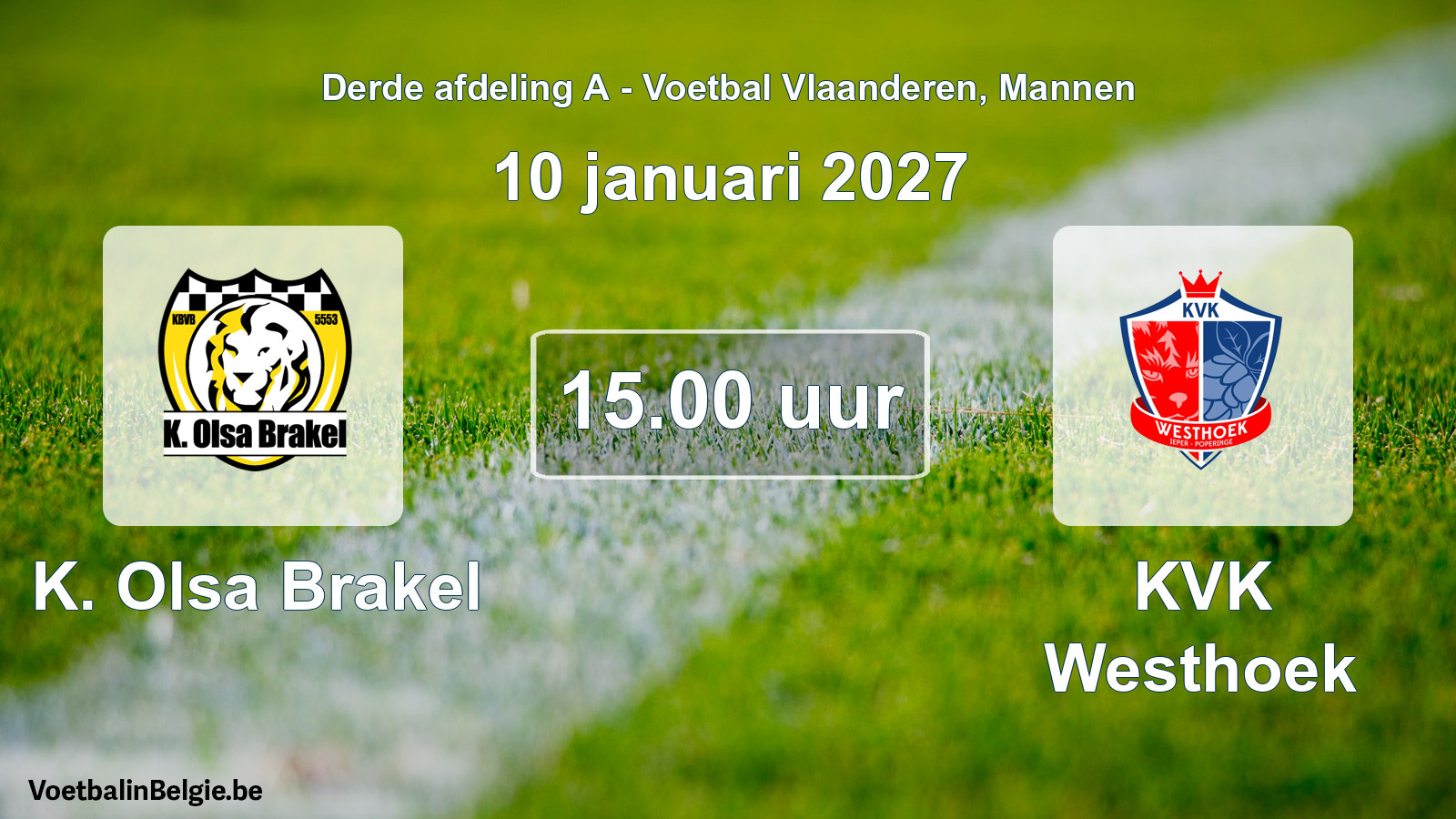Geplande wedstrijd mannenvoetbal: K. Olsa Brakel - KVK Westhoek (10 januari 2027)