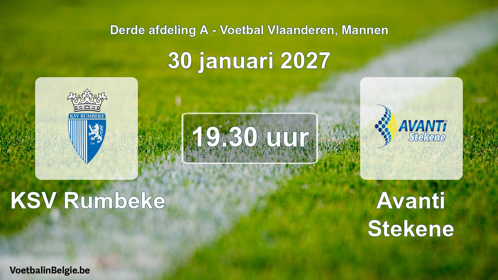 Geplande wedstrijd mannenvoetbal: KSV Rumbeke - Avanti Stekene (30 januari 2027)