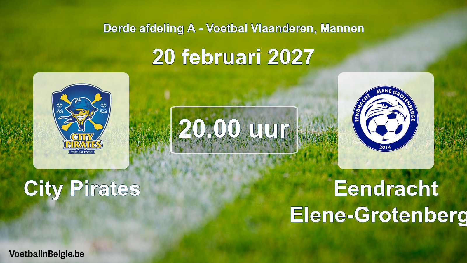 Geplande wedstrijd mannenvoetbal: City Pirates - Eendracht Elene-Grotenberge (20 februari 2027)