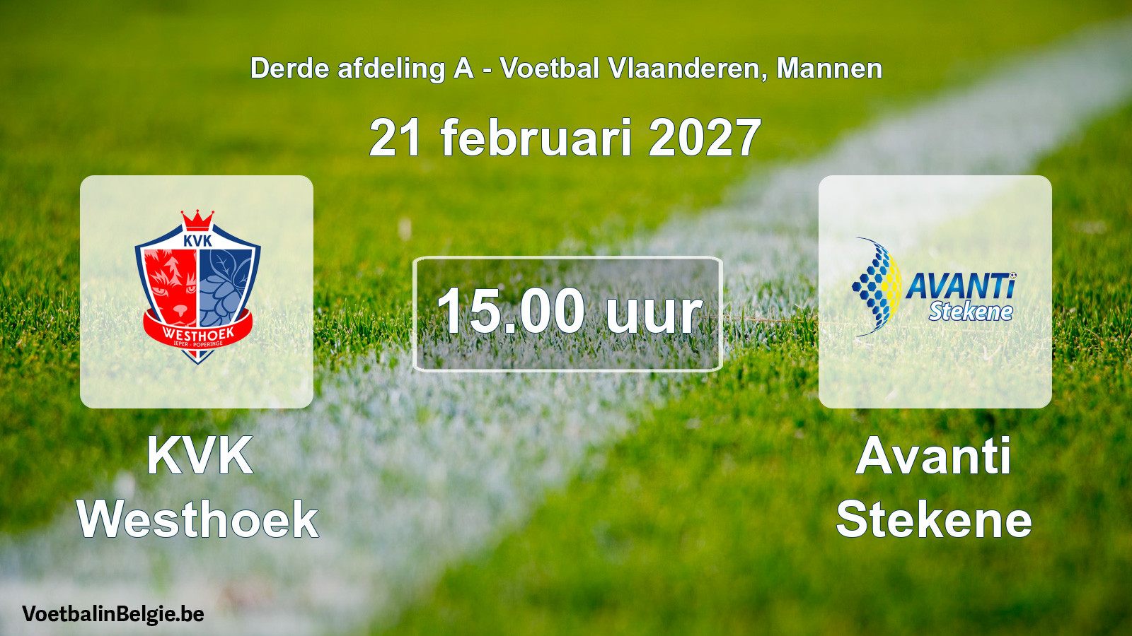 Geplande wedstrijd mannenvoetbal: KVK Westhoek - Avanti Stekene (21 februari 2027)
