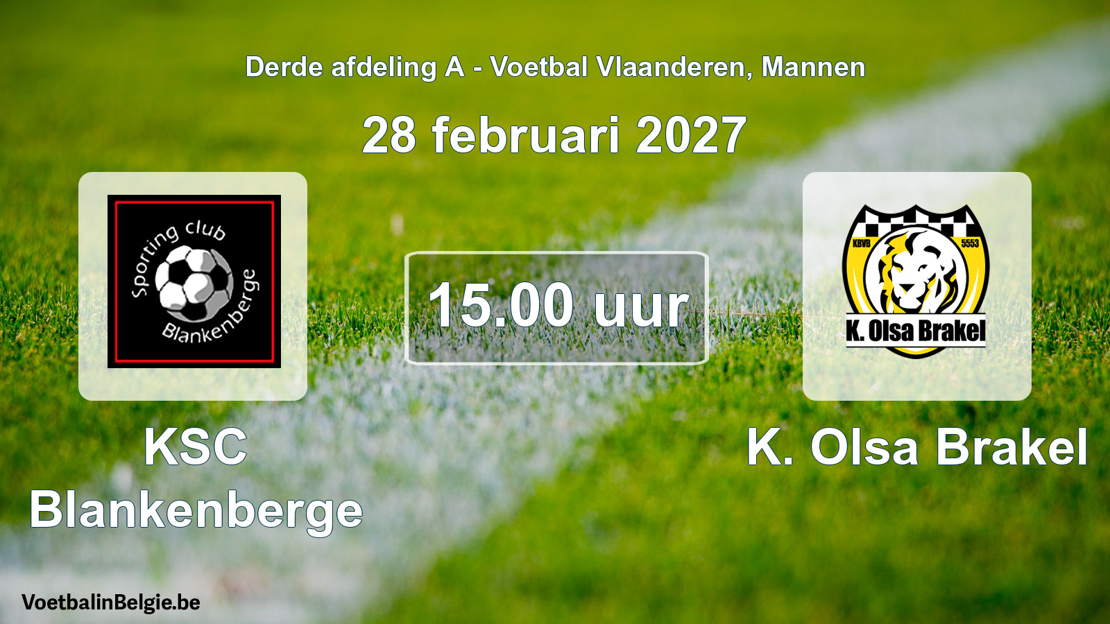 Geplande wedstrijd mannenvoetbal: KSC Blankenberge - K. Olsa Brakel (28 februari 2027)