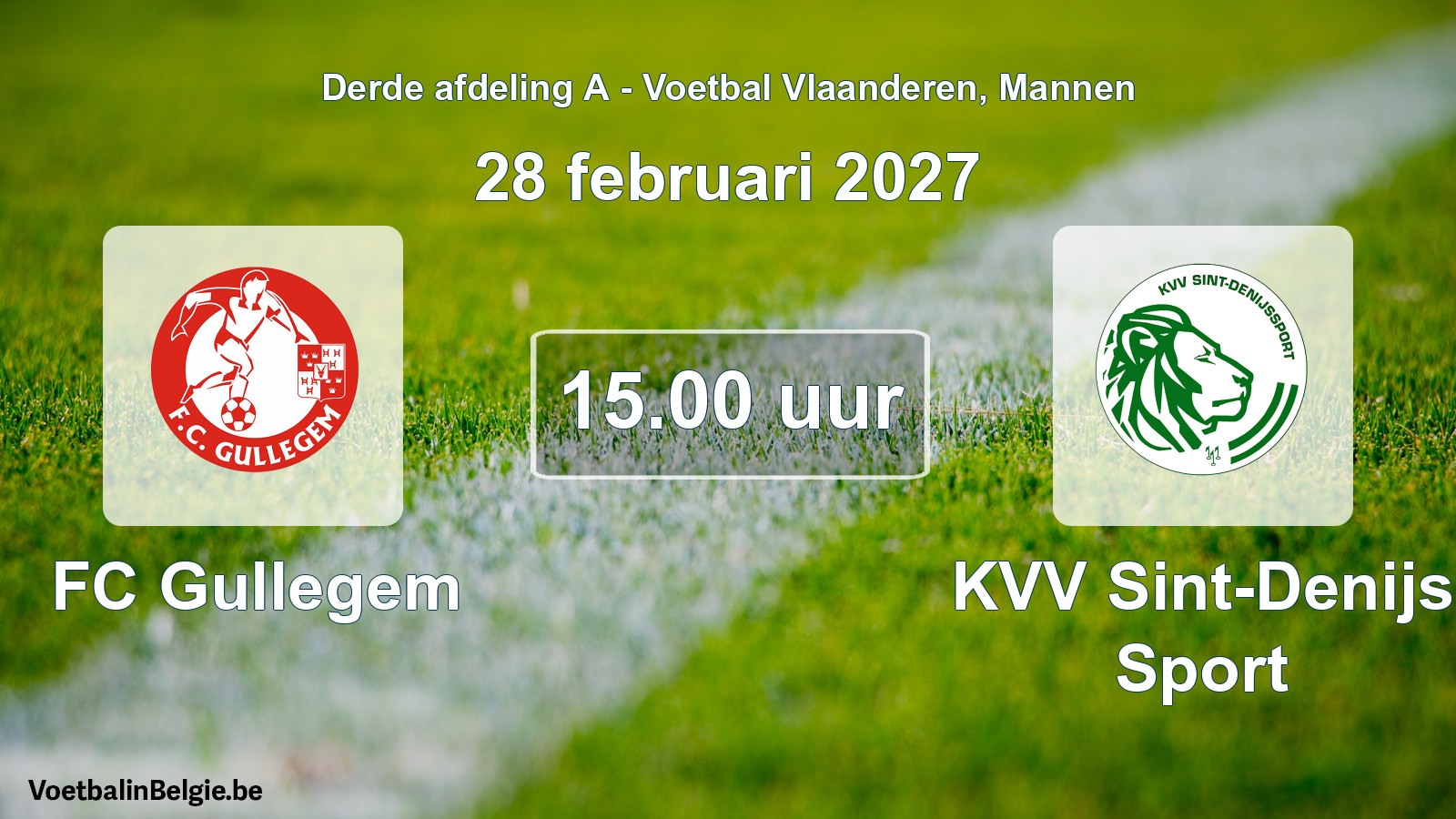 Geplande wedstrijd mannenvoetbal: FC Gullegem - KVV Sint-Denijs Sport (28 februari 2027)