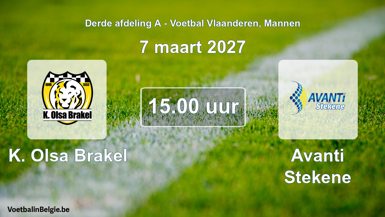 Geplande wedstrijd mannenvoetbal: K. Olsa Brakel - Avanti Stekene (7 maart 2027)