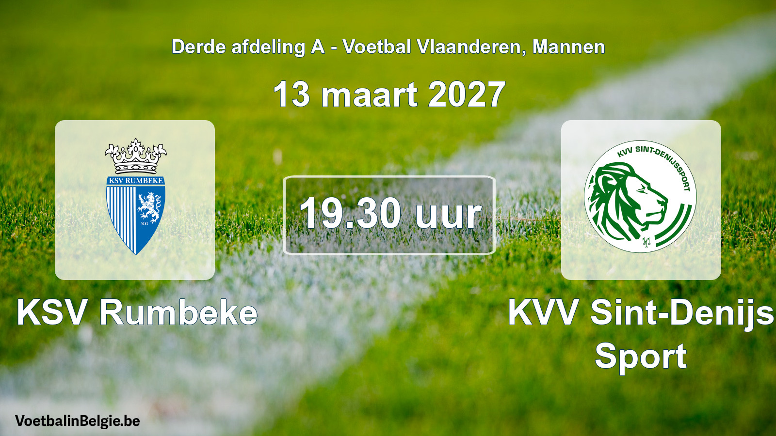 Geplande wedstrijd mannenvoetbal: KSV Rumbeke - KVV Sint-Denijs Sport (13 maart 2027)
