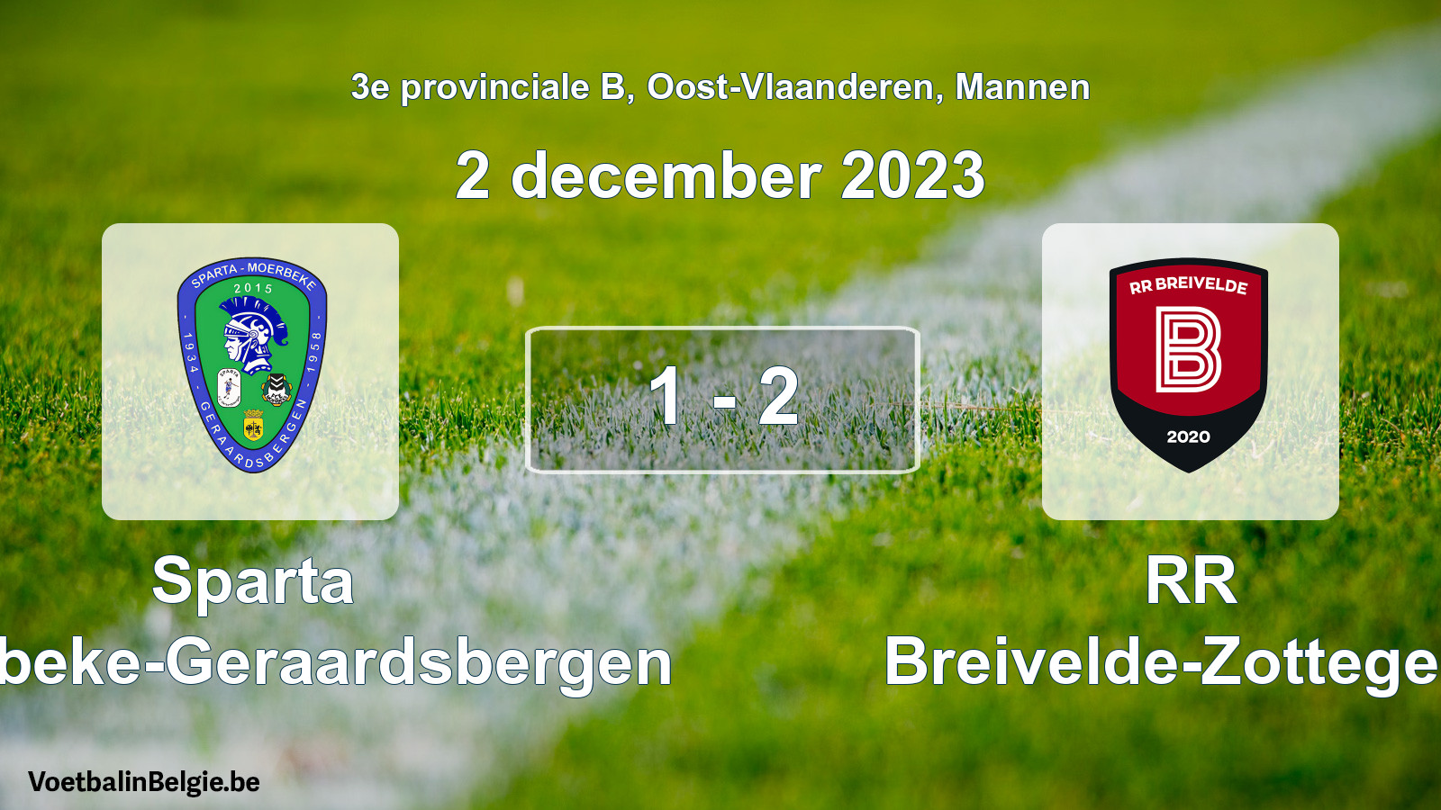 Gespeelde wedstrijd mannenvoetbal: Sparta Moerbeke-Geraardsbergen - RR Breivelde-Zottegem 1 - 2 (2 december 2023)