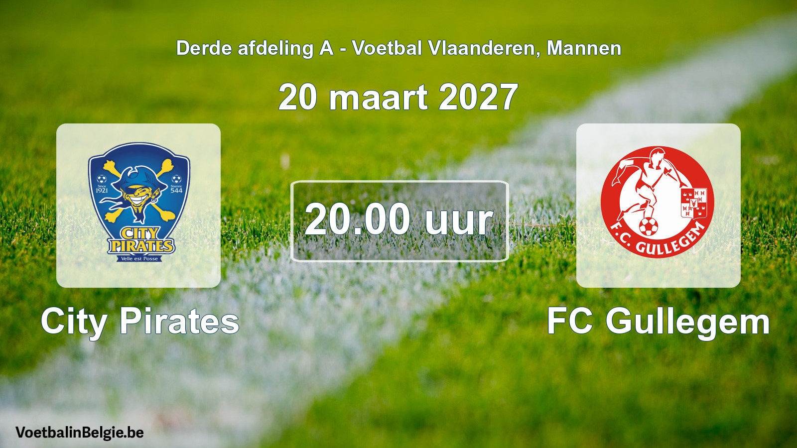 Geplande wedstrijd mannenvoetbal: City Pirates - FC Gullegem (20 maart 2027)