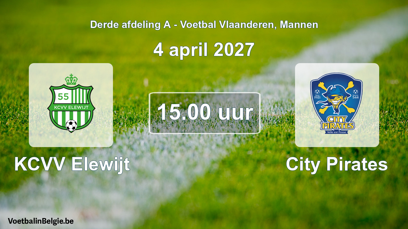 Geplande wedstrijd mannenvoetbal: KCVV Elewijt - City Pirates (4 april 2027)