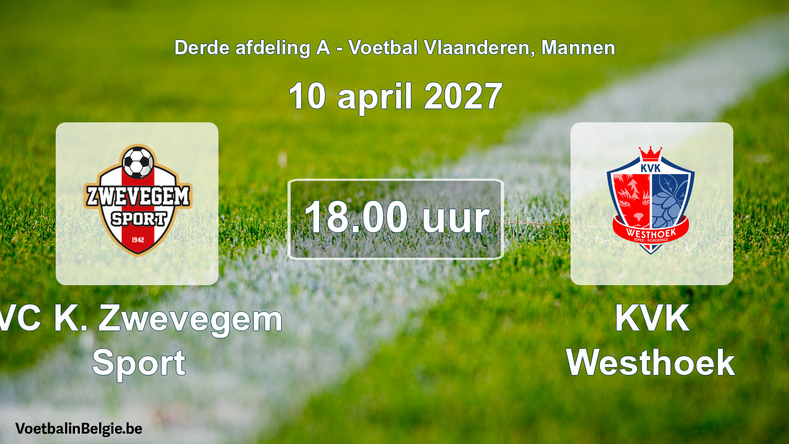 Geplande wedstrijd mannenvoetbal: VC K. Zwevegem Sport - KVK Westhoek (10 april 2027)