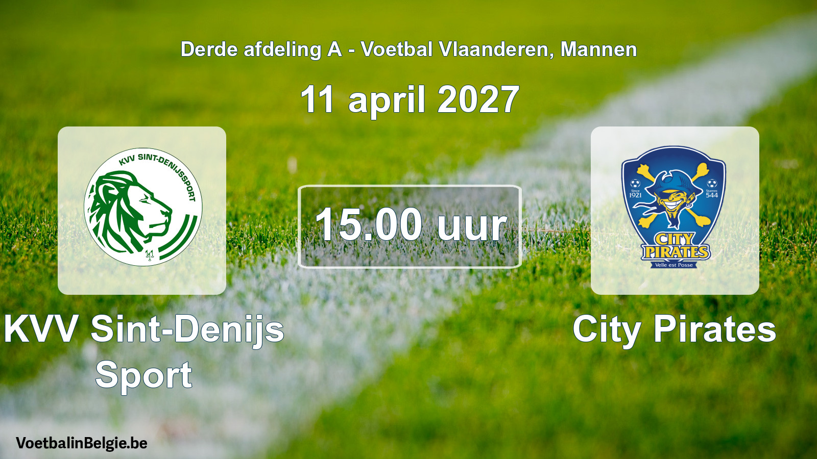 Geplande wedstrijd mannenvoetbal: KVV Sint-Denijs Sport - City Pirates (11 april 2027)