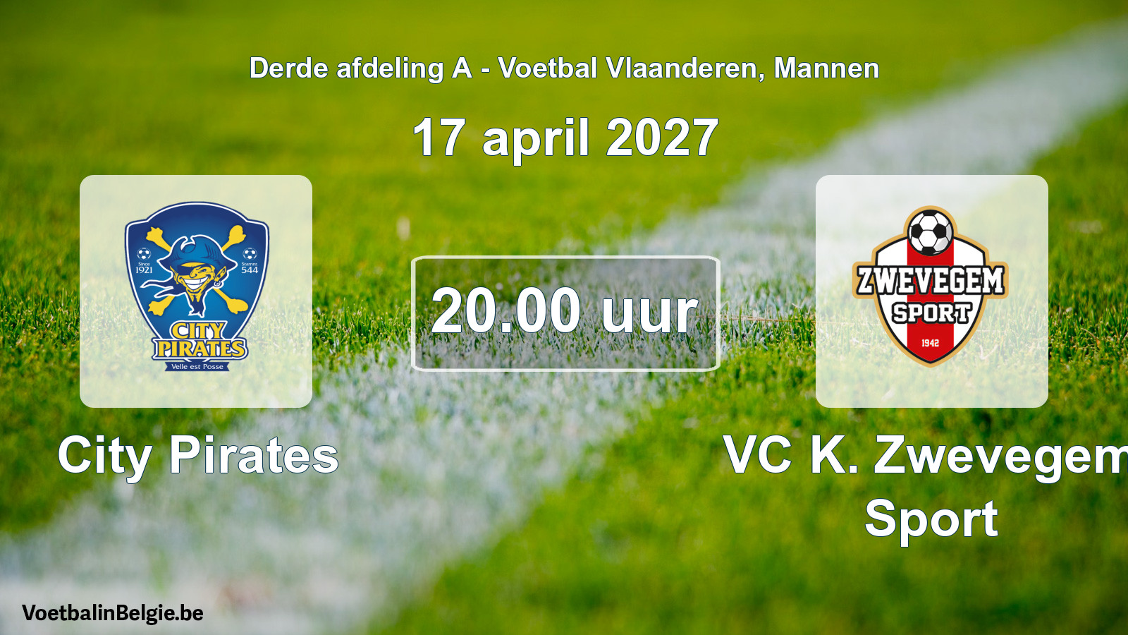 Geplande wedstrijd mannenvoetbal: City Pirates - VC K. Zwevegem Sport (17 april 2027)