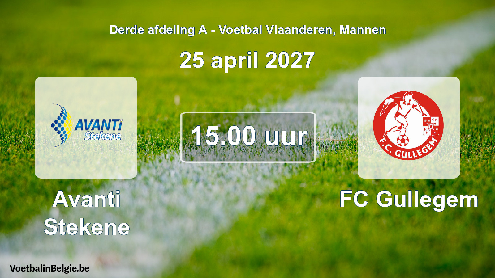 Geplande wedstrijd mannenvoetbal: Avanti Stekene - FC Gullegem (25 april 2027)