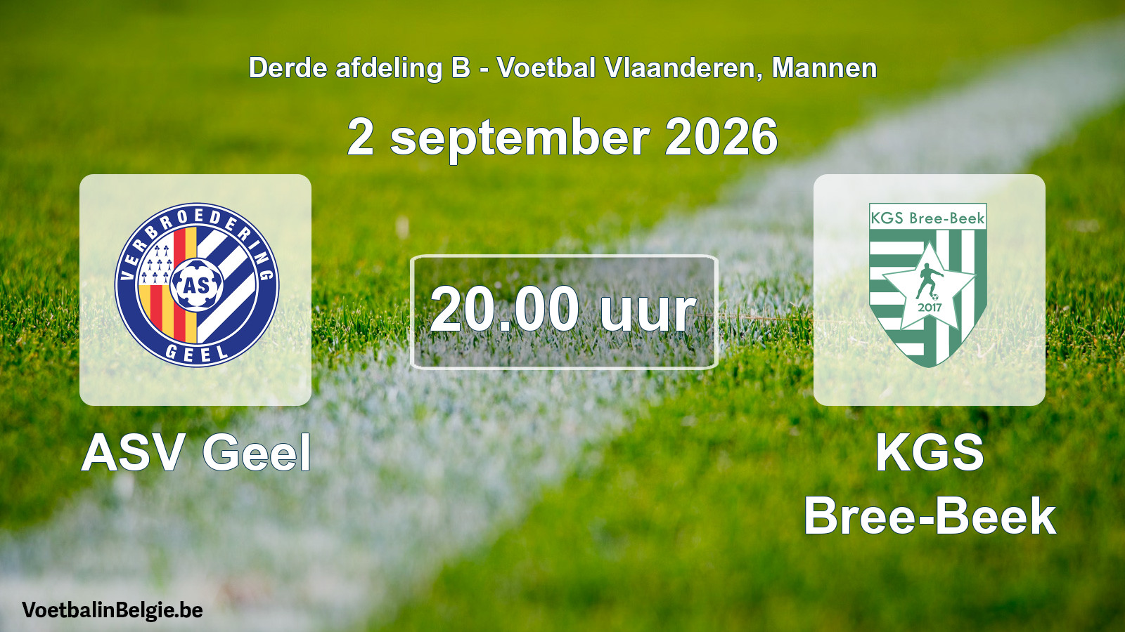 Geplande wedstrijd mannenvoetbal: ASV Geel - KGS Bree-Beek (2 september 2026)