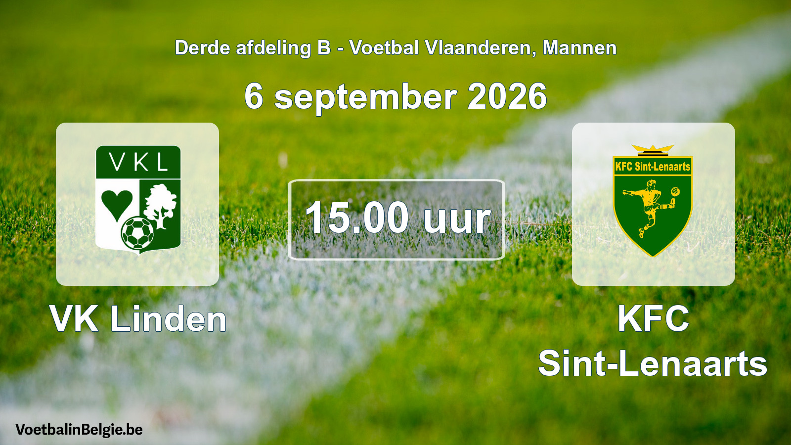 Geplande wedstrijd mannenvoetbal: VK Linden - KFC Sint-Lenaarts (6 september 2026)