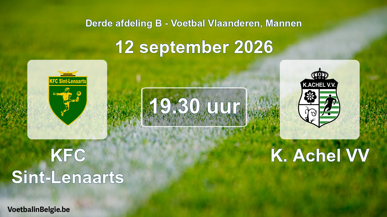 Geplande wedstrijd mannenvoetbal: KFC Sint-Lenaarts - K. Achel VV (12 september 2026)