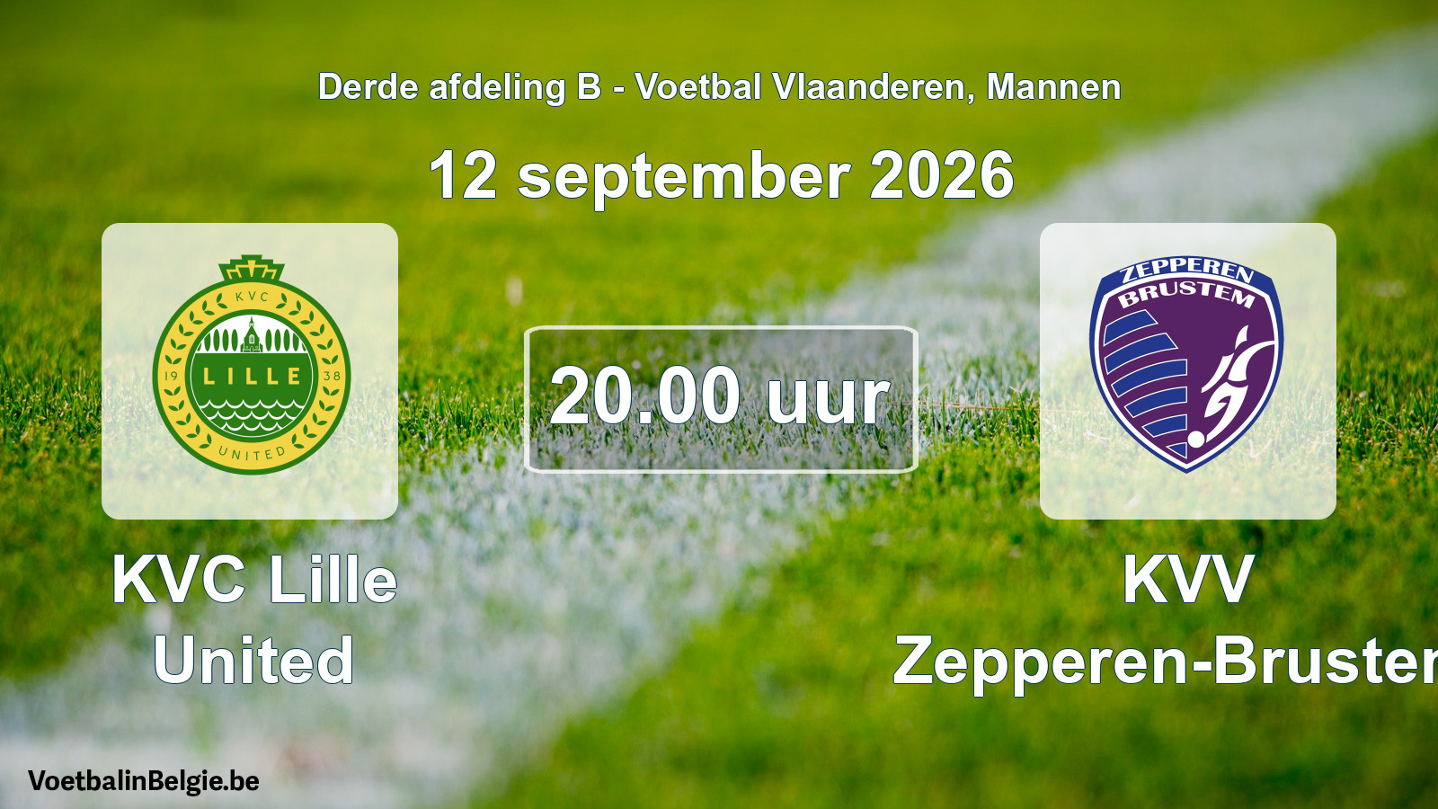 Geplande wedstrijd mannenvoetbal: KVC Lille United - KVV Zepperen-Brustem (12 september 2026)