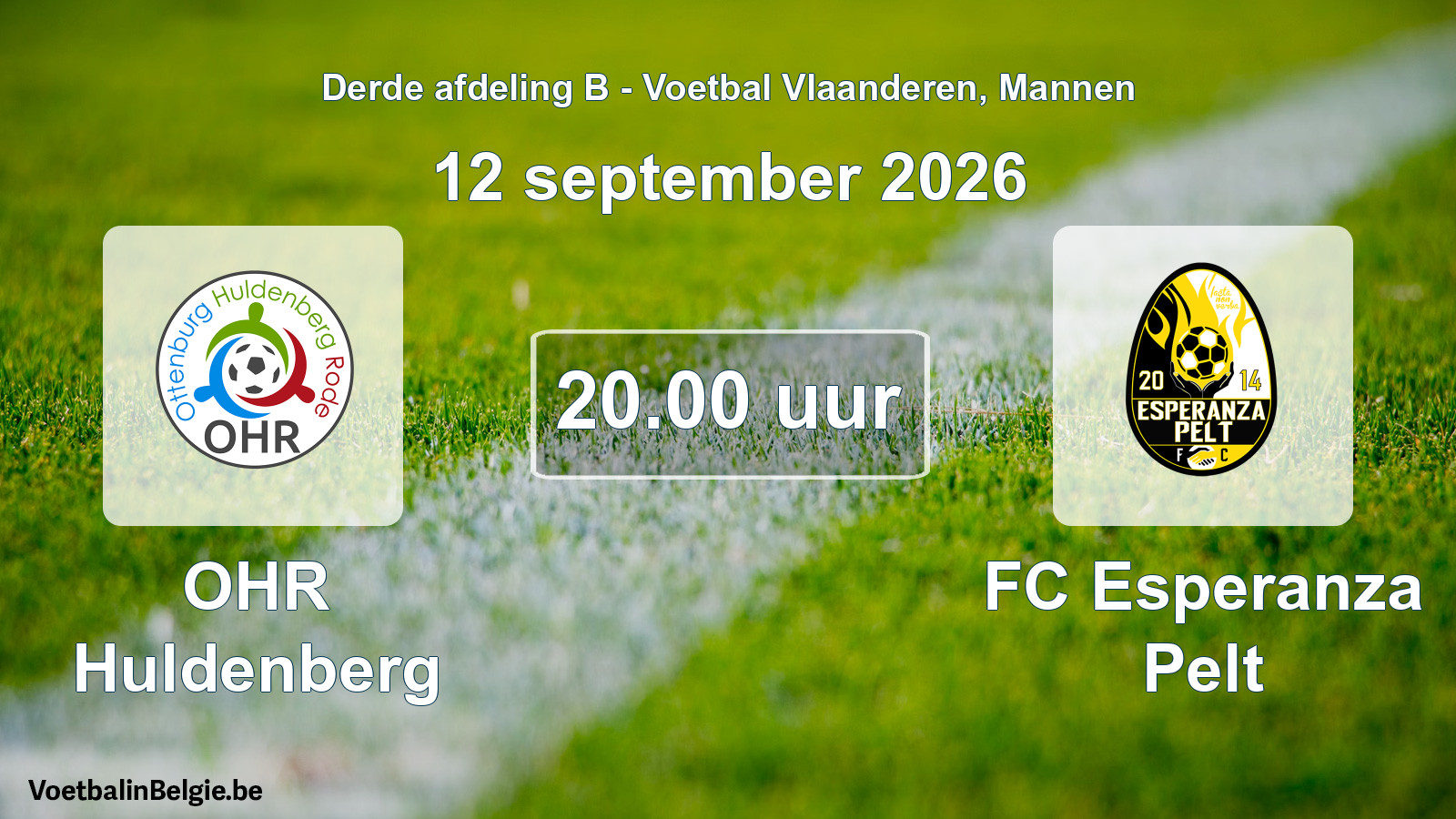 Geplande wedstrijd mannenvoetbal: OHR Huldenberg - FC Esperanza Pelt (12 september 2026)