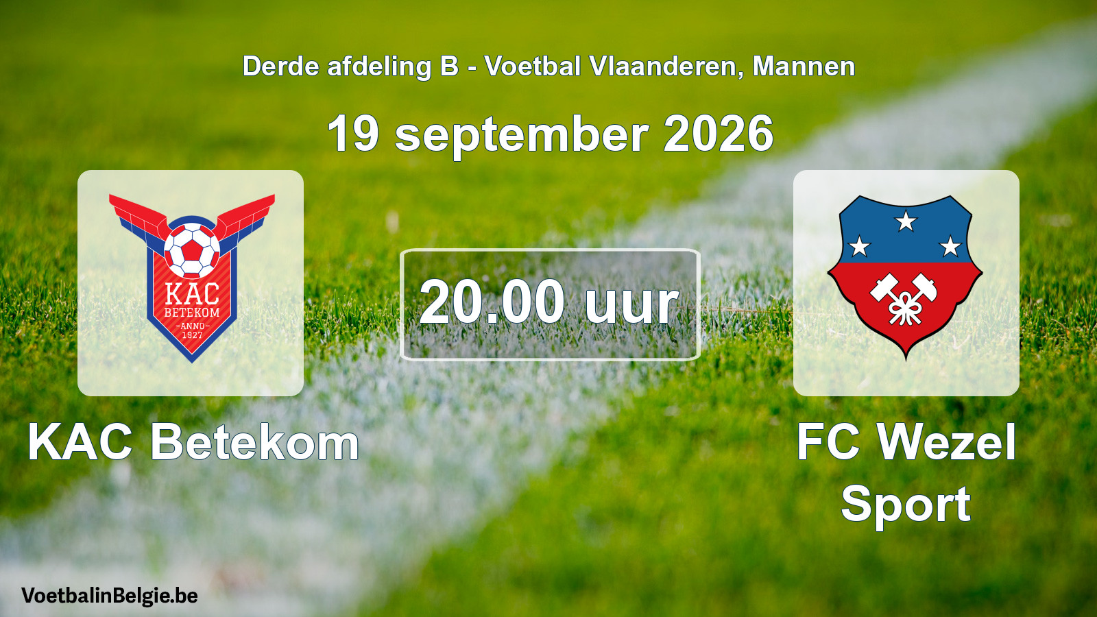 Geplande wedstrijd mannenvoetbal: KAC Betekom - FC Wezel Sport (19 september 2026)