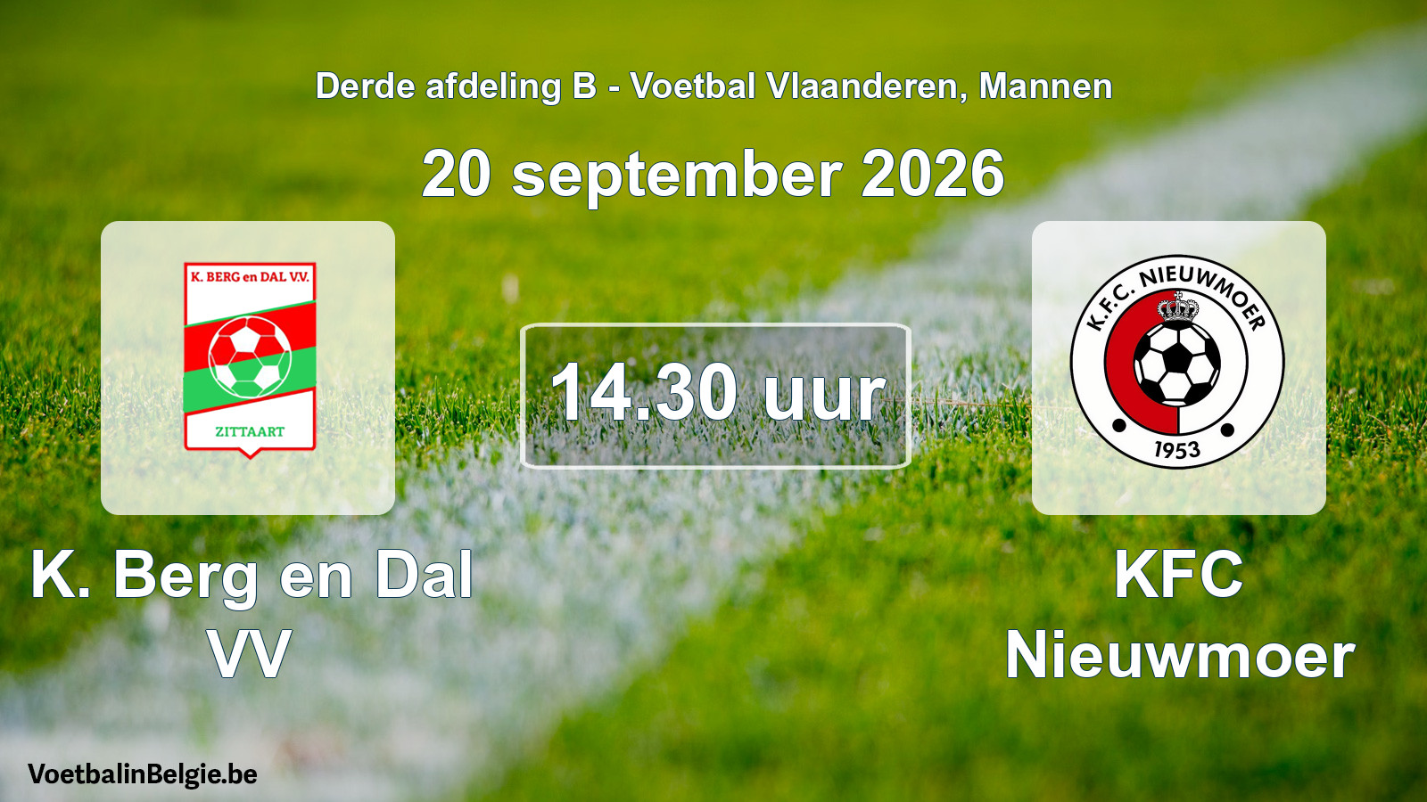 Geplande wedstrijd mannenvoetbal: K. Berg en Dal VV - KFC Nieuwmoer (20 september 2026)