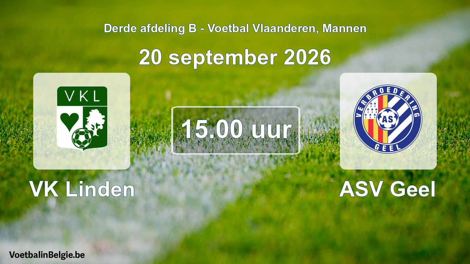 Geplande wedstrijd mannenvoetbal: VK Linden - ASV Geel (20 september 2026)