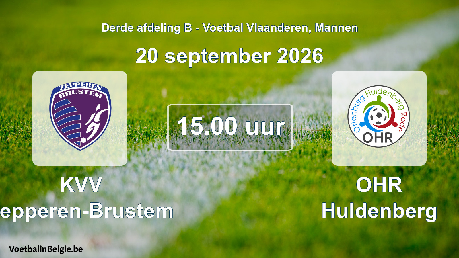 Geplande wedstrijd mannenvoetbal: KVV Zepperen-Brustem - OHR Huldenberg (20 september 2026)