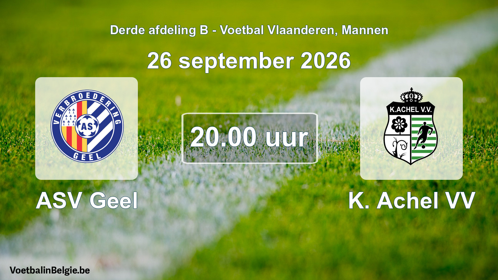Geplande wedstrijd mannenvoetbal: ASV Geel - K. Achel VV (26 september 2026)