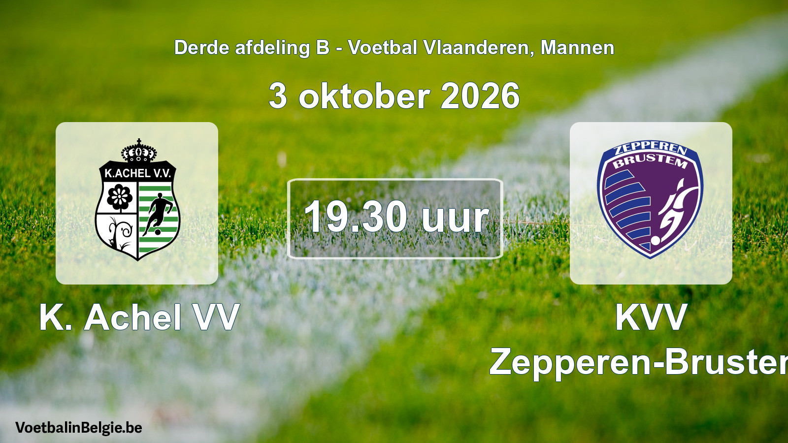 Geplande wedstrijd mannenvoetbal: K. Achel VV - KVV Zepperen-Brustem (3 oktober 2026)