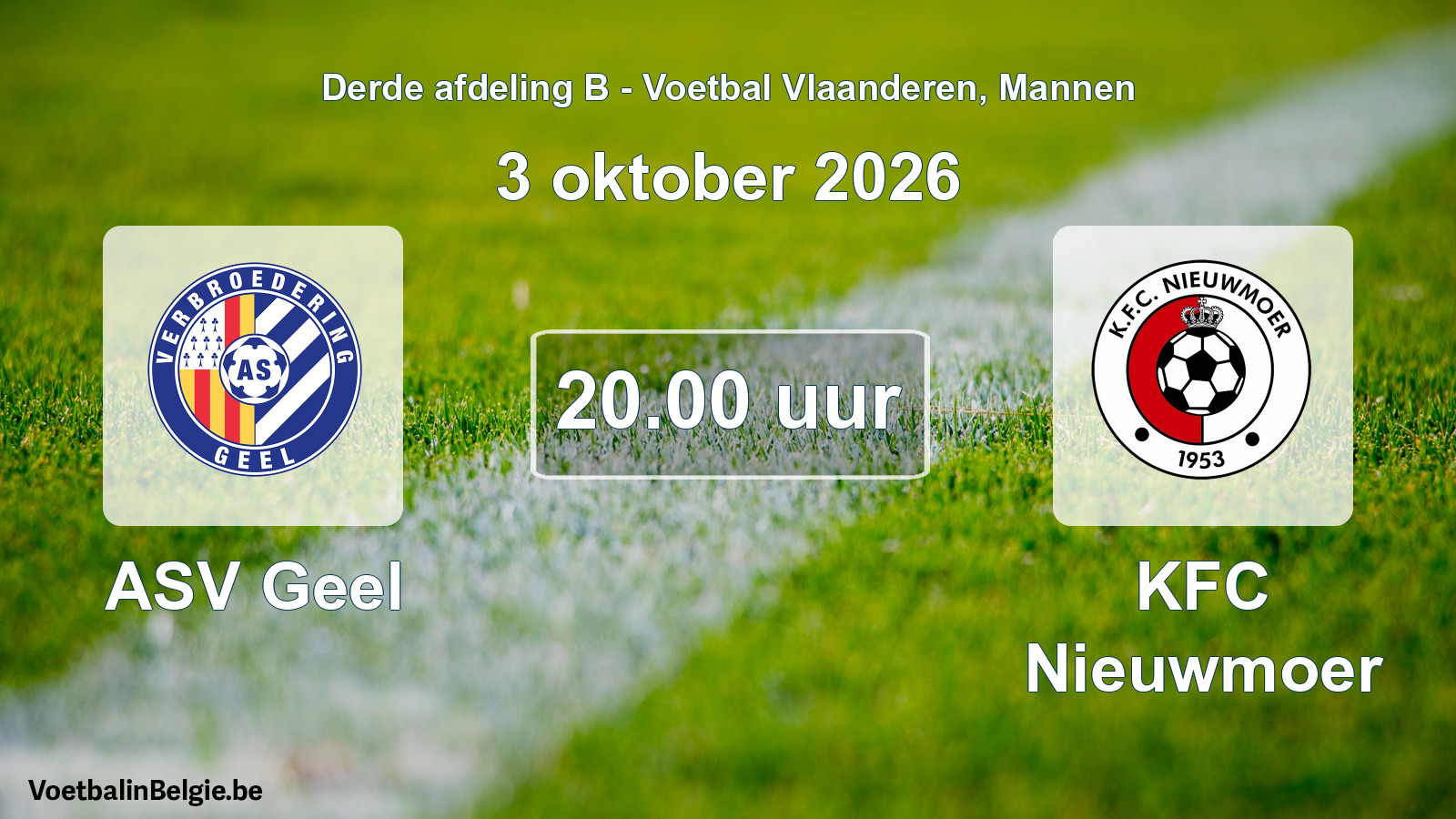 Geplande wedstrijd mannenvoetbal: ASV Geel - KFC Nieuwmoer (3 oktober 2026)
