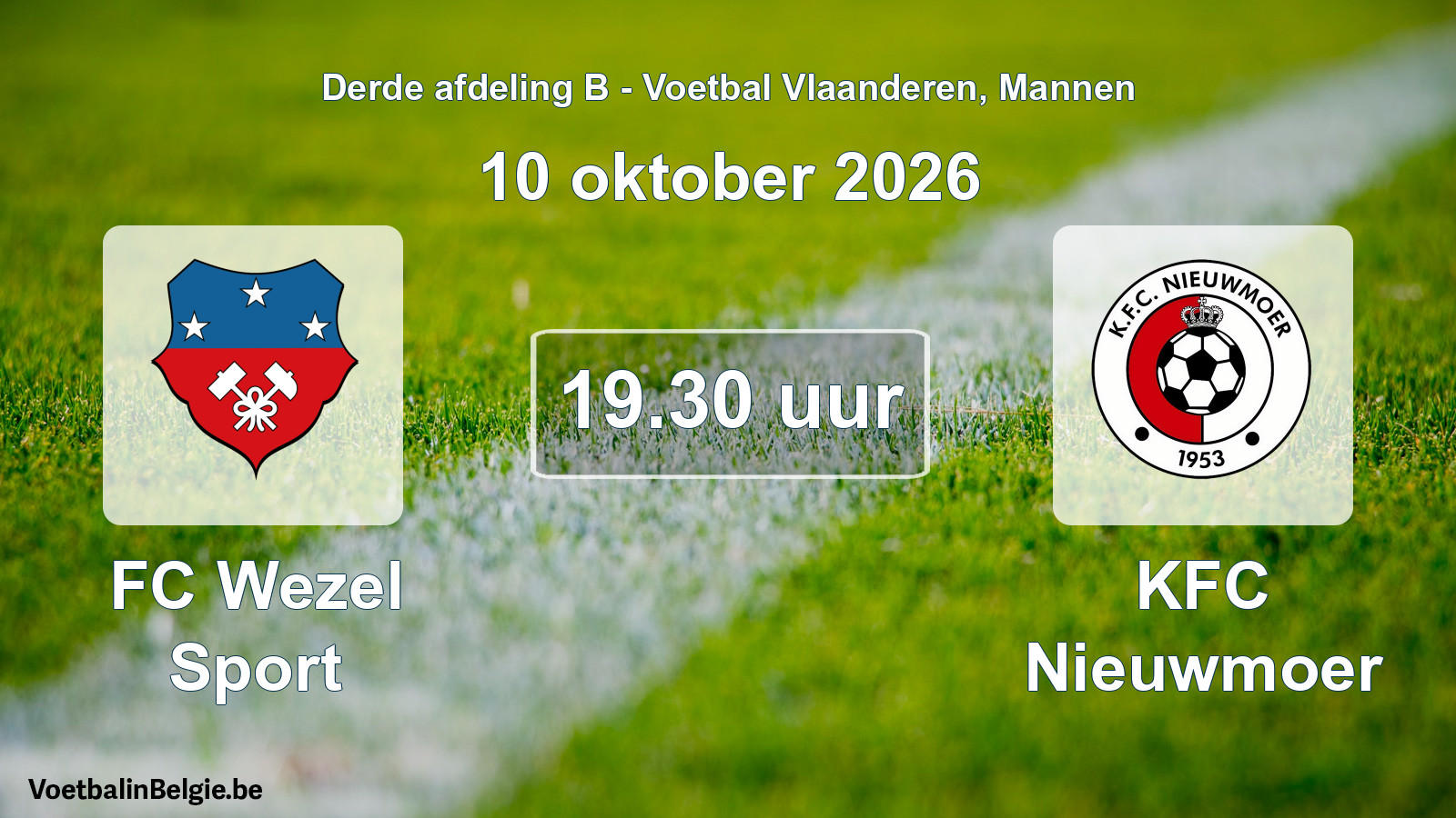 Geplande wedstrijd mannenvoetbal: FC Wezel Sport - KFC Nieuwmoer (10 oktober 2026)