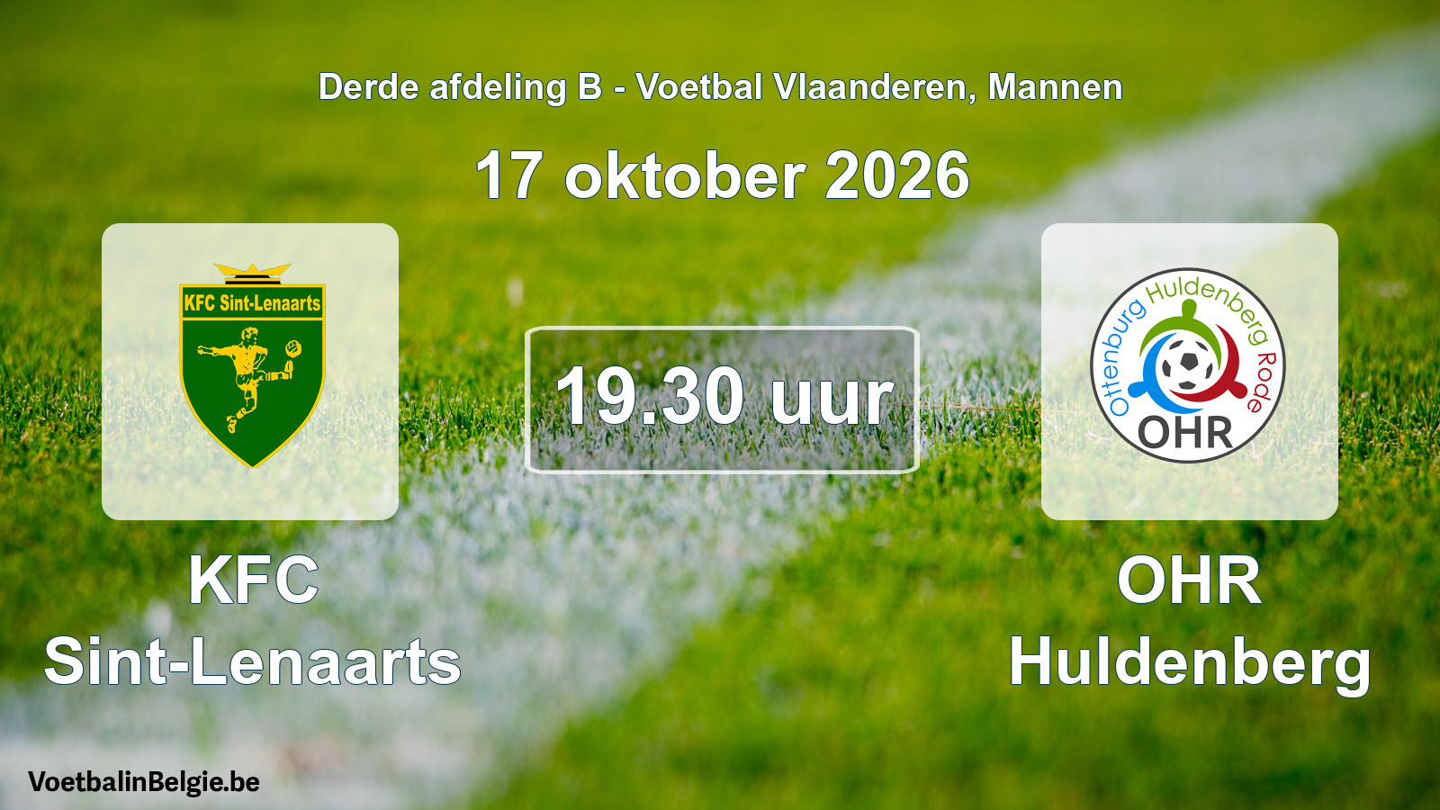 Geplande wedstrijd mannenvoetbal: KFC Sint-Lenaarts - OHR Huldenberg (17 oktober 2026)