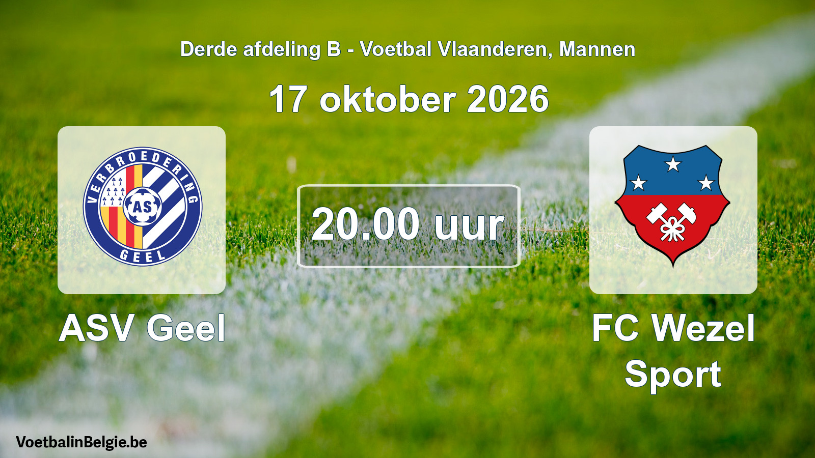 Geplande wedstrijd mannenvoetbal: ASV Geel - FC Wezel Sport (17 oktober 2026)