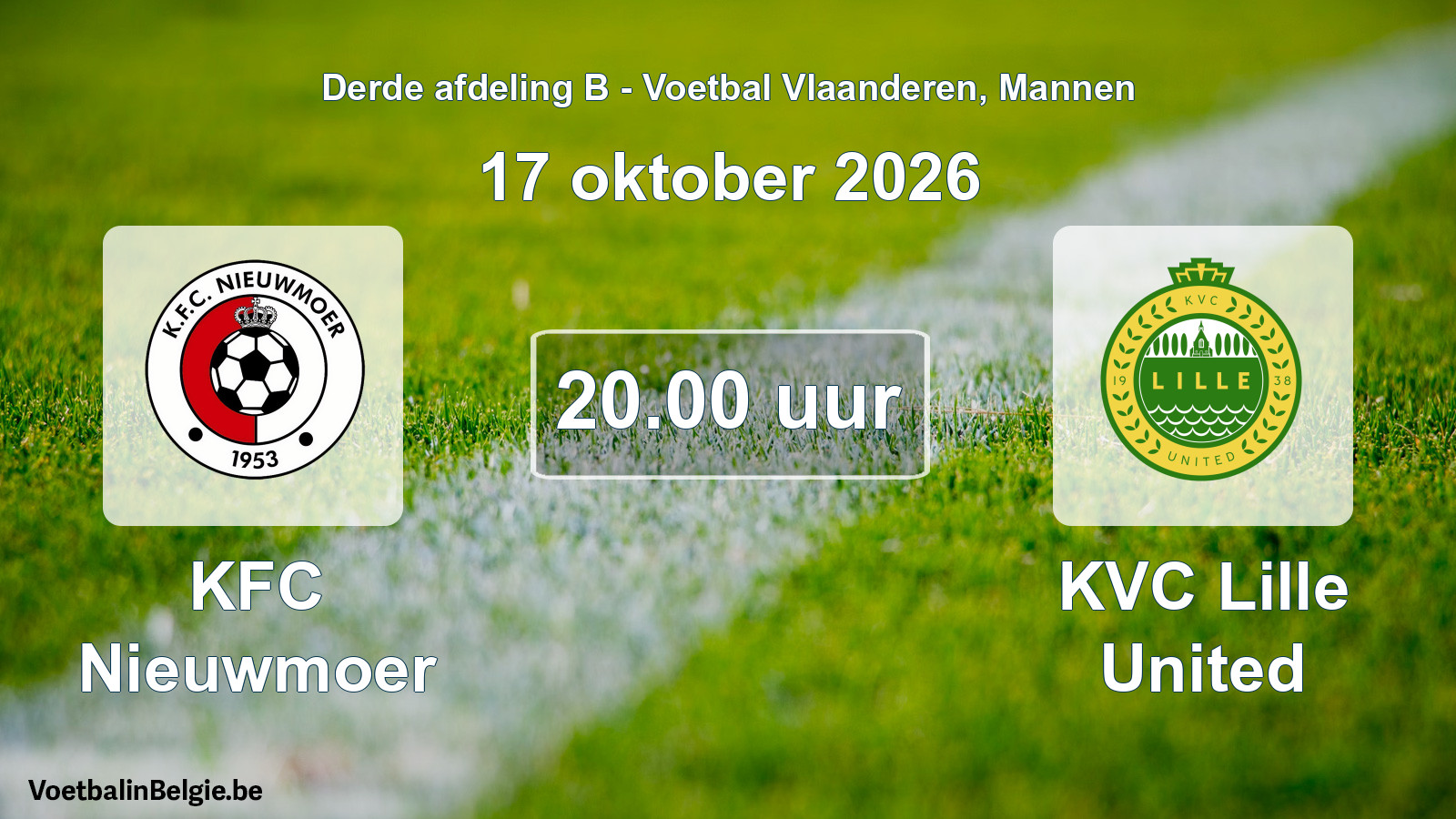 Geplande wedstrijd mannenvoetbal: KFC Nieuwmoer - KVC Lille United (17 oktober 2026)