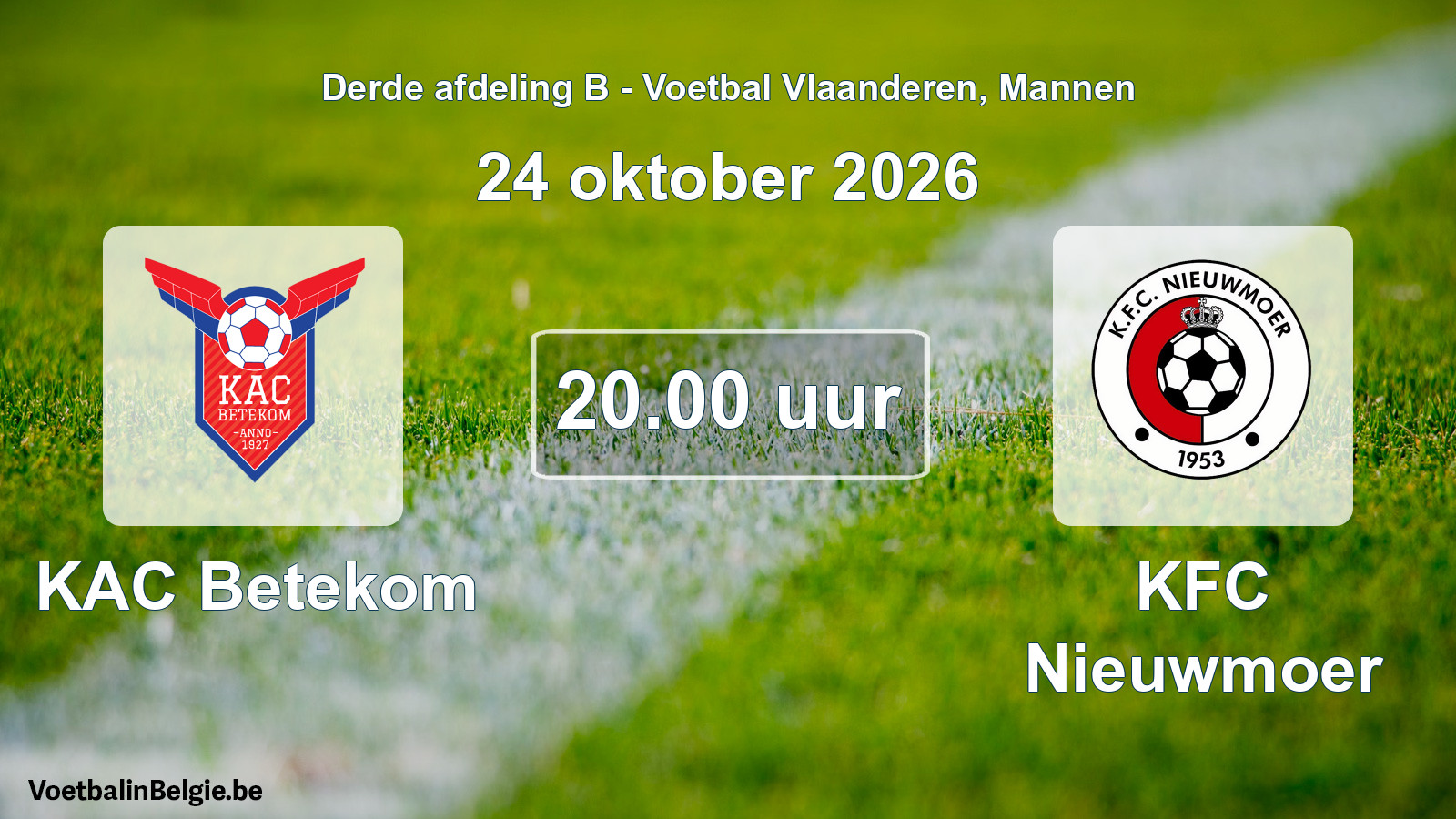 Geplande wedstrijd mannenvoetbal: KAC Betekom - KFC Nieuwmoer (24 oktober 2026)