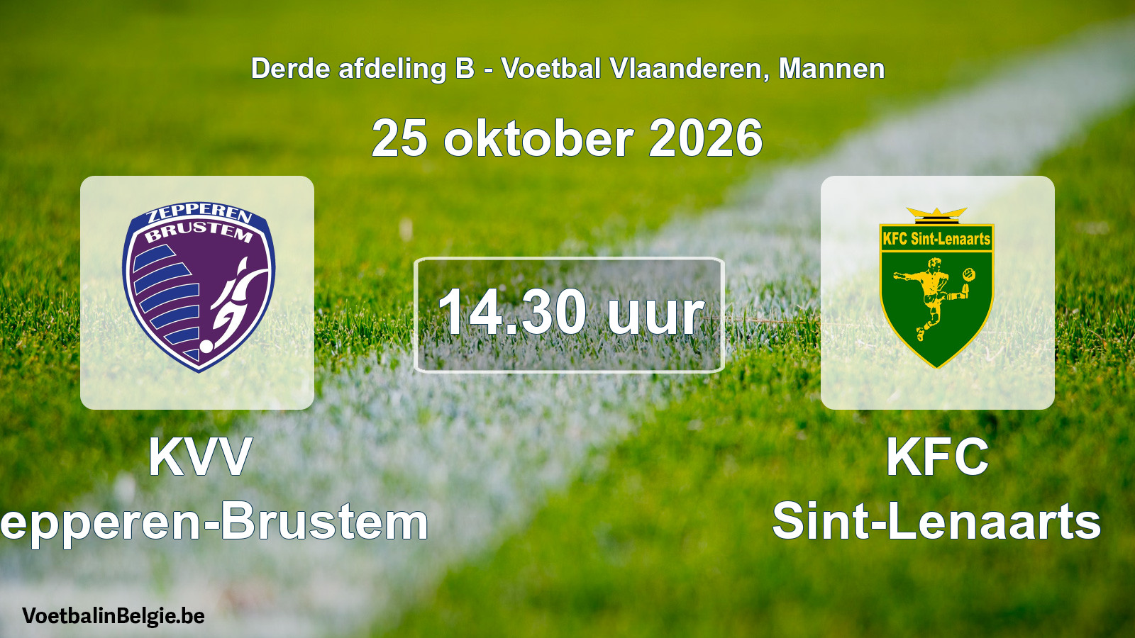 Geplande wedstrijd mannenvoetbal: KVV Zepperen-Brustem - KFC Sint-Lenaarts (25 oktober 2026)